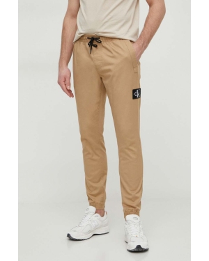 Calvin Klein Jeans spodnie męskie kolor beżowy dopasowane