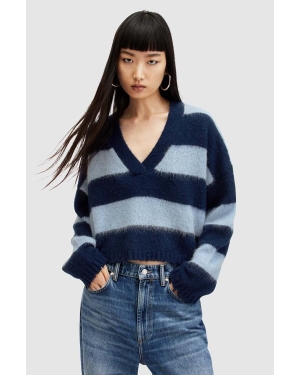 AllSaints sweter z domieszką wełny LOU CROP damski kolor niebieski