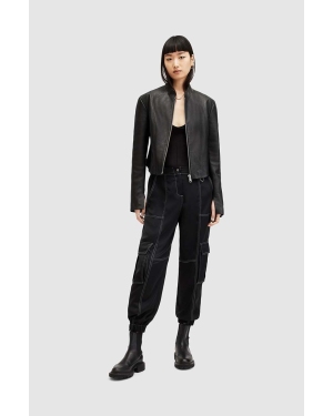 AllSaints spodnie FRAN damskie kolor czarny fason cargo high waist