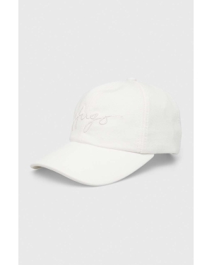 HUGO czapka z daszkiem kolor biały z aplikacją