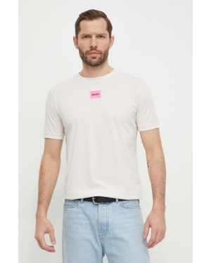 HUGO t-shirt bawełniany męski kolor biały z aplikacją