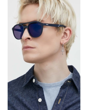 HUGO okulary przeciwsłoneczne męskie kolor niebieski