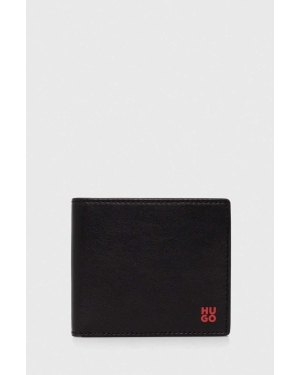 HUGO portfel skórzany męski kolor czarny