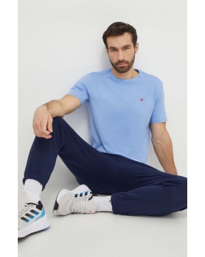 Napapijri t-shirt bawełniany męski kolor niebieski gładki
