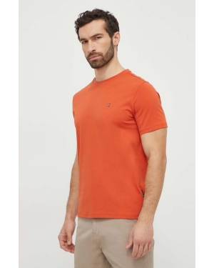 Napapijri t-shirt bawełniany męski kolor pomarańczowy gładki