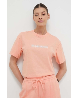 Napapijri t-shirt bawełniany damski kolor pomarańczowy