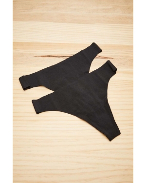 women'secret stringi 2-pack kolor czarny z bawełny