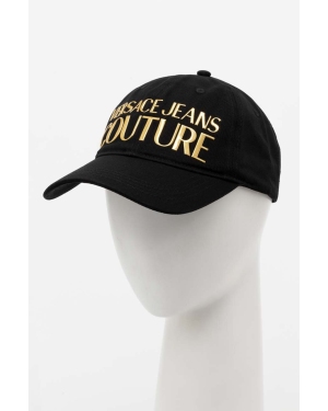 Versace Jeans Couture czapka z daszkiem bawełniana kolor czarny z aplikacją