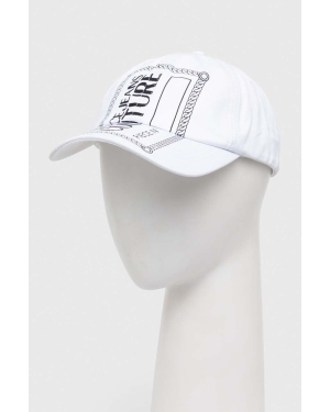 Versace Jeans Couture czapka z daszkiem bawełniana kolor biały z nadrukiem