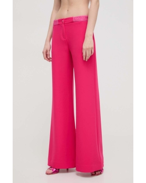 Versace Jeans Couture spodnie damskie kolor różowy szerokie high waist