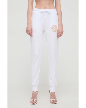 Versace Jeans Couture spodnie dresowe bawełniane kolor biały gładkie