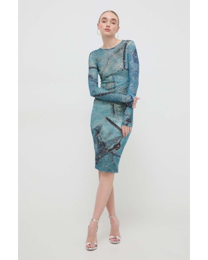 Versace Jeans Couture sukienka kolor turkusowy midi dopasowana