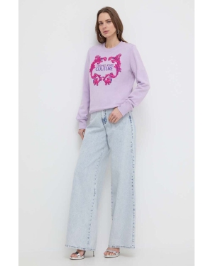 Versace Jeans Couture bluza bawełniana damska kolor fioletowy z nadrukiem