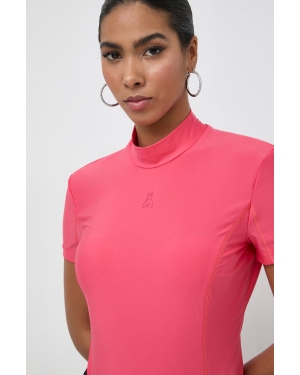Patrizia Pepe t-shirt damski kolor różowy z półgolfem