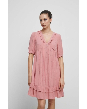 Medicine sukienka z fakturą kolor różowy mini rozkloszowana