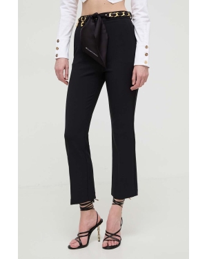 Elisabetta Franchi spodnie damskie kolor czarny proste high waist PAT1641E2