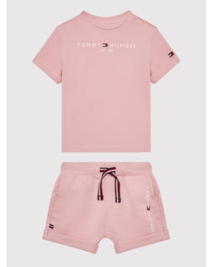 Tommy Hilfiger Komplet t-shirt i szorty sportowe Baby Essential KN0KN01488 Różowy Regular Fit