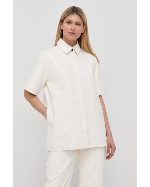 Herskind koszula skórzana damska kolor biały relaxed z kołnierzykiem klasycznym
