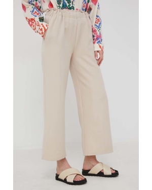 Answear Lab spodnie damskie kolor beżowy szerokie high waist