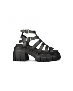 Altercore sandały skórzane Vegan damskie kolor czarny na platformie