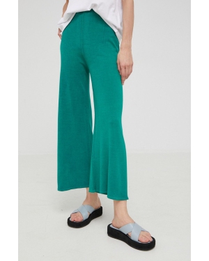 Answear Lab spodnie z wełną damskie kolor zielony szerokie high waist