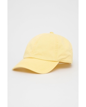GAP czapka bawełniana kolor żółty gładka