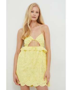 For Love & Lemons sukienka kolor żółty mini rozkloszowana
