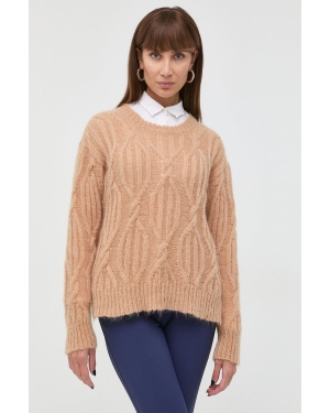 Twinset sweter wełniany damski kolor brązowy lekki