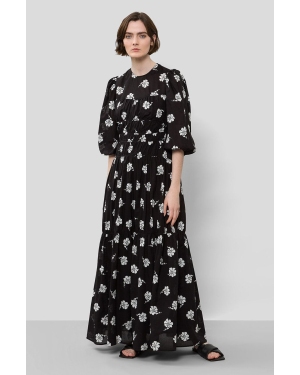 Ivy Oak sukienka bawełniana kolor czarny maxi rozkloszowana