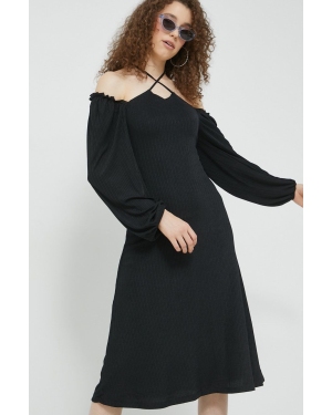 Hollister Co. sukienka kolor czarny midi dopasowana