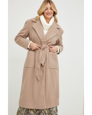 Answear Lab płaszcz damski kolor brązowy przejściowy dwurzędowy