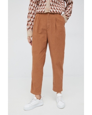 GAP spodnie sztruksowe damskie kolor brązowy proste high waist