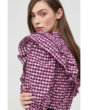 Custommade bluzka bawełniana Diga damska kolor różowy wzorzysta