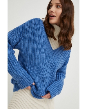 Answear Lab sweter z wełną damski kolor niebieski ciepły