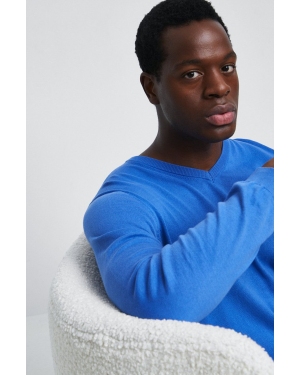 Medicine sweter bawełniany męski kolor niebieski lekki