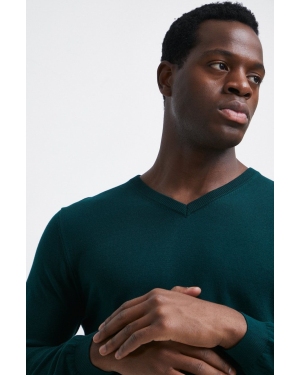 Medicine sweter bawełniany męski kolor zielony lekki