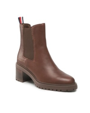 Tommy Hilfiger Botki Outdoor Chelsea Mid Heel Boot FW0FW06737 Brązowy