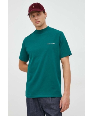 Samsoe Samsoe t-shirt bawełniany kolor zielony gładki