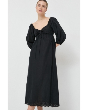 Notes du Nord sukienka bawełniana Filippa kolor czarny maxi rozkloszowana