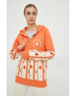 Femi Stories bluza damska kolor pomarańczowy z kapturem wzorzysta