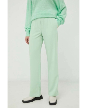 Samsoe Samsoe spodnie damskie kolor zielony proste high waist