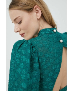 Custommade bluzka Davida damska kolor zielony wzorzysta