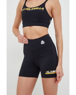 LaBellaMafia szorty treningowe Essentials damskie kolor czarny z nadrukiem high waist