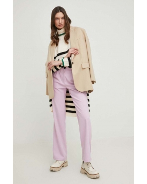 Answear Lab spodnie damskie kolor fioletowy proste high waist
