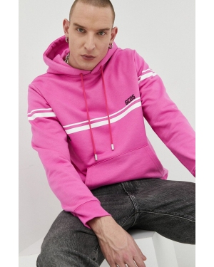 GCDS bluza bawełniana męska kolor różowy z kapturem z nadrukiem