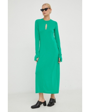 Herskind sukienka kolor zielony midi dopasowana