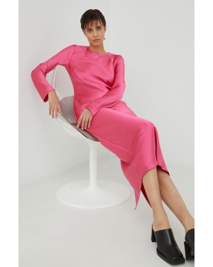 Samsoe Samsoe sukienka kolor różowy maxi prosta