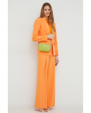 Twinset spodnie damskie kolor pomarańczowy szerokie high waist