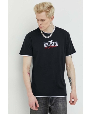 Hollister Co. t-shirt bawełniany kolor czarny z aplikacją