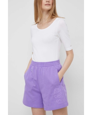 GAP szorty damskie kolor fioletowy z nadrukiem high waist
